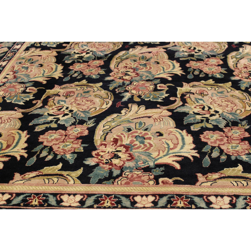 Hand-Knotted Black Wool Persian 8' x 10' Rug