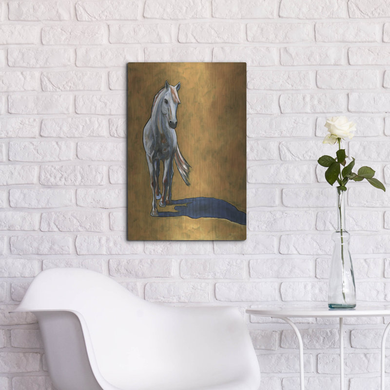 Art mural en métal «Horse Walk» par Bebe Keith, H 24 po x l 16 po