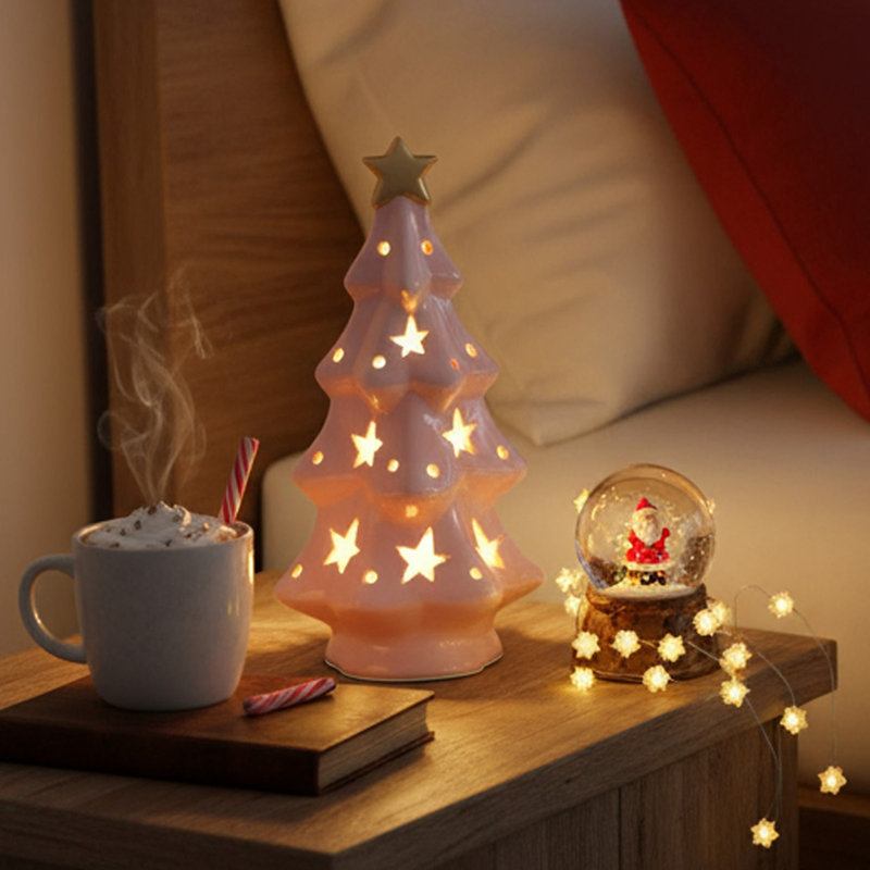 Ornements de bureau en céramique pour arbre de Noël, cadeaux de Noël, petite scène, accessoires, blanc