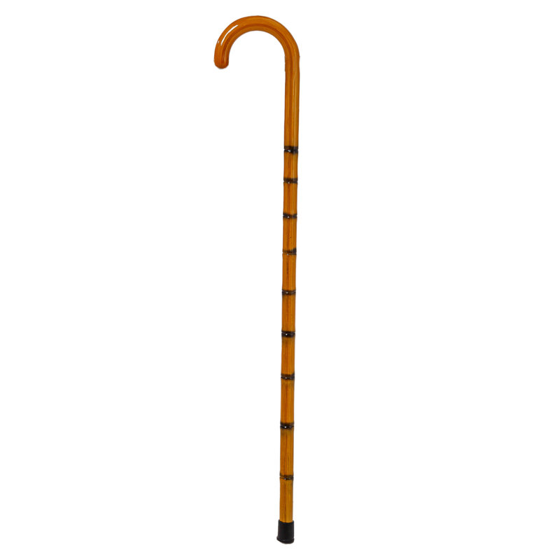 Canne de marche en bois avec embout en caoutchouc pour hommes et femmes ergonomique et tendance - Canne de style bambou à encoche 36 po avec poignée escamotable (brun chameau)