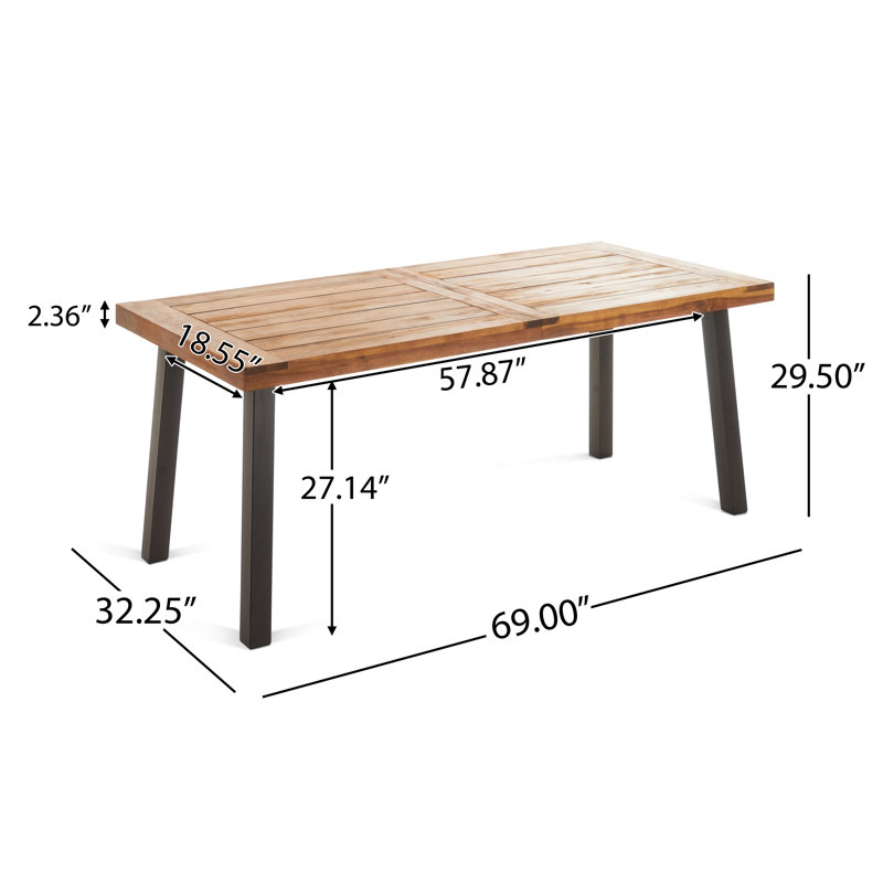 Anivea 6 - Person Acacia Wicker Patio Dining Set with Rectangular Table , Cushions Included