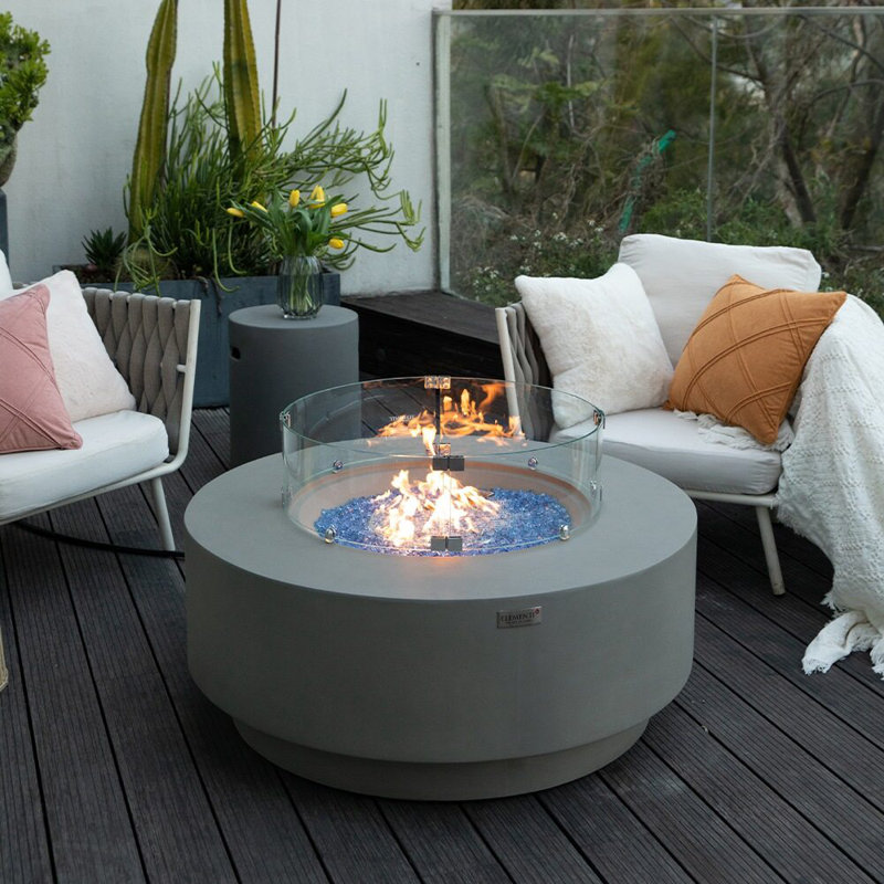 Round Concrete Smokeless Fire Pit Table, Propane