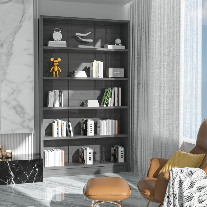 Bibliothèque standard Zahmira, Gris, (5 tablettes) H 60 po x l 36 po x P 12 po