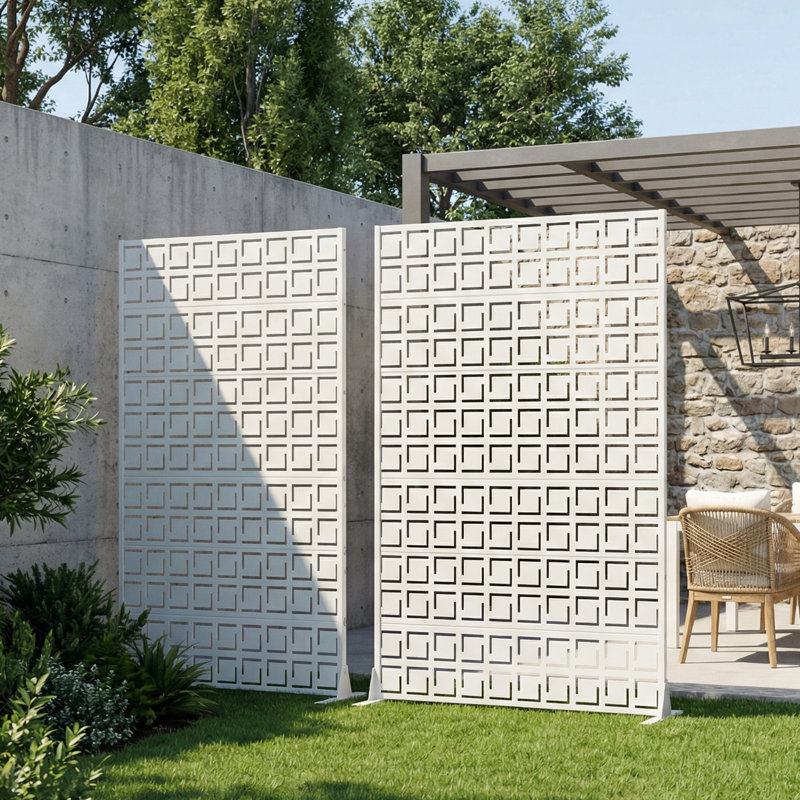 Panneau de clôture en métal pour l'extérieur, Blanc