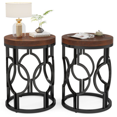 Brookview 23.62" H Manufactured Wood and Metal End Table（Set of 2）