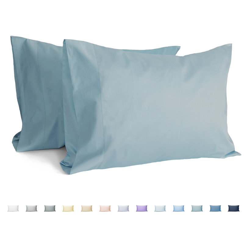 Ensemble de taies d'oreiller 100% satin de coton, Bleu pierre, King Pillowcase