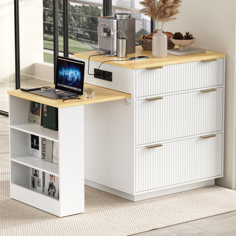127.5 cm W Kitchen Island with, White