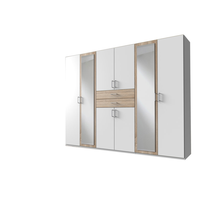 Aeman 6 Door Manufactured Wood Wardrobe, White/Brown