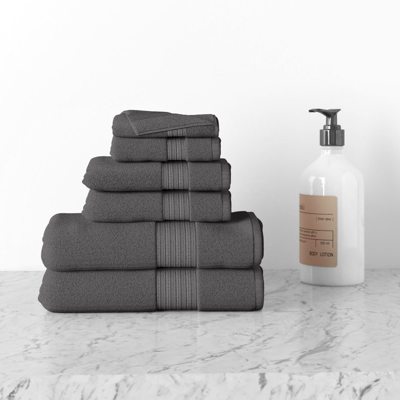 Leone 100% Cotton Plush Mulit-Size Set, Charcoal