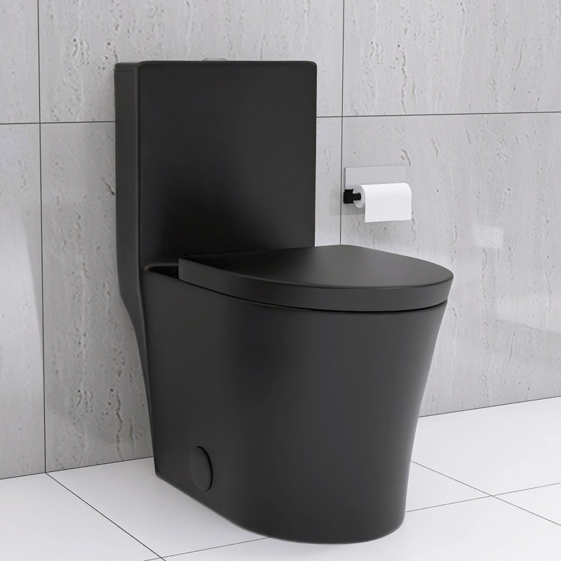 Dual Flush Matte Black Toilet, 1.1/1.6 ,  Quiet, Elongated Seat For Bathroom Modern Flush, Efficient Flushing Mechanism