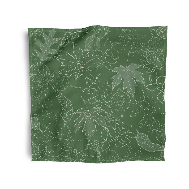 Clermeau Polyester Floral Square Napkin, Green