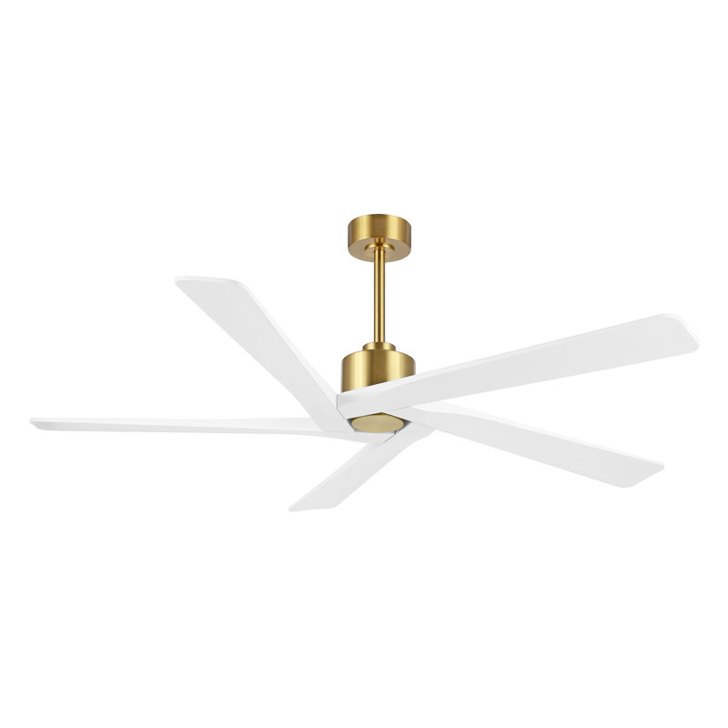 Ventilateur de plafond d'intérieur à 5 pales Baun avec télécommande, 64", Blanc, Doré