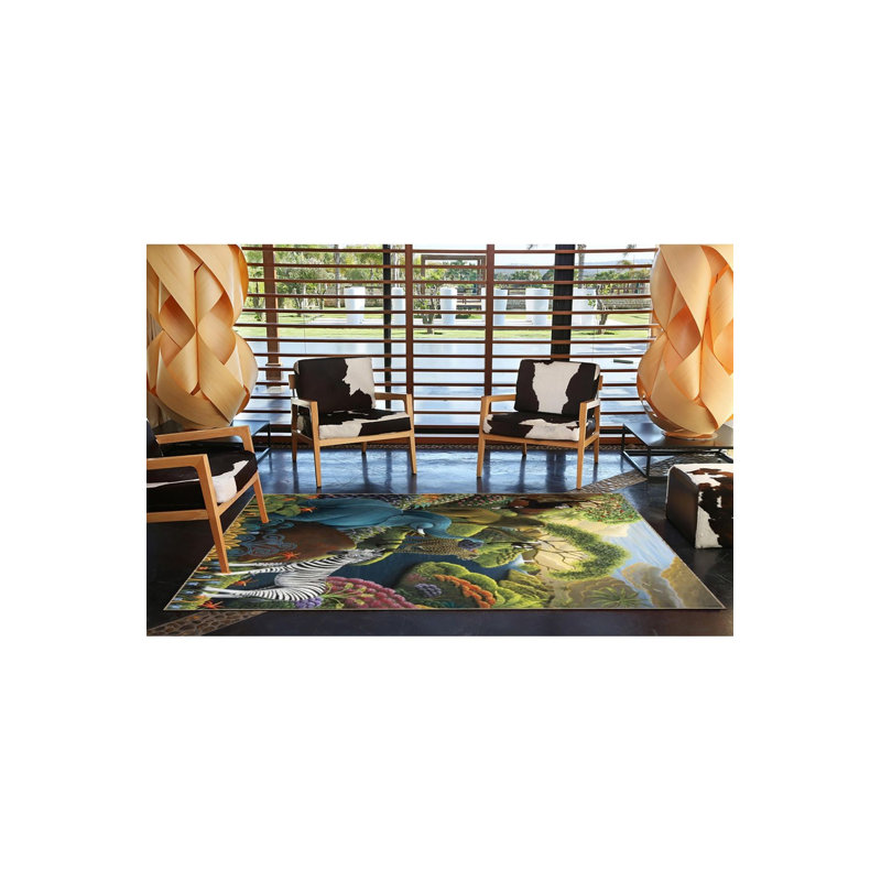 Tapis décoratif à motif sauvage Wild, Sous-tapis rond 3 pi 3 po inclus