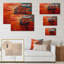 Frigat pendant le soir lueur sur l'horizon de l'océan - peinture sur toile-60160843-60160845