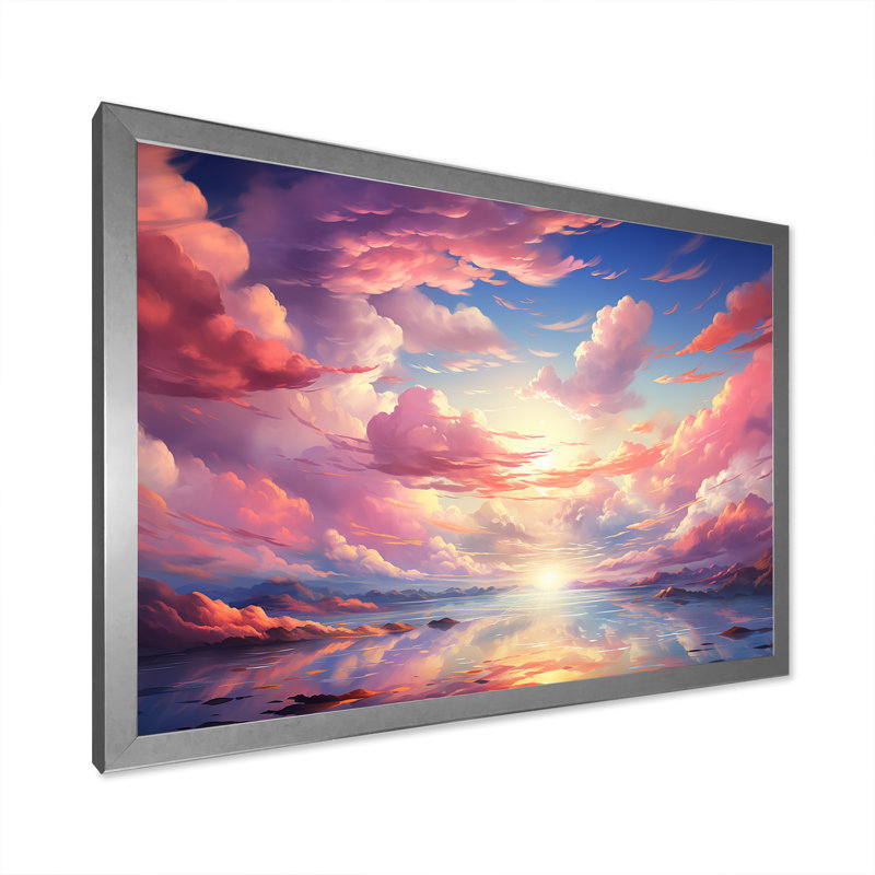 Kawaii Landscape Clouds - Clouds, reproduction d'art sur toile, H 12 po x l 20 po x P 1 po, Cadre photo argenté