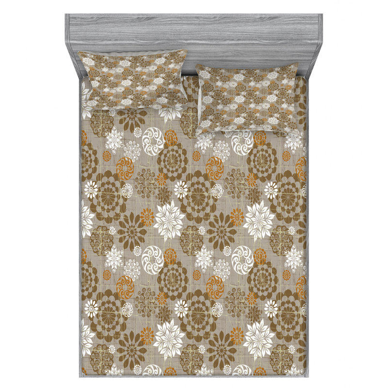 Microfiber Floral Sheet Set, Full Sheet Set + Fitted Sheet + 2 Pillowcases