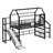 Metal House Loft Bed With Slide,Stairs And Storage Shelves-953623372-953623373