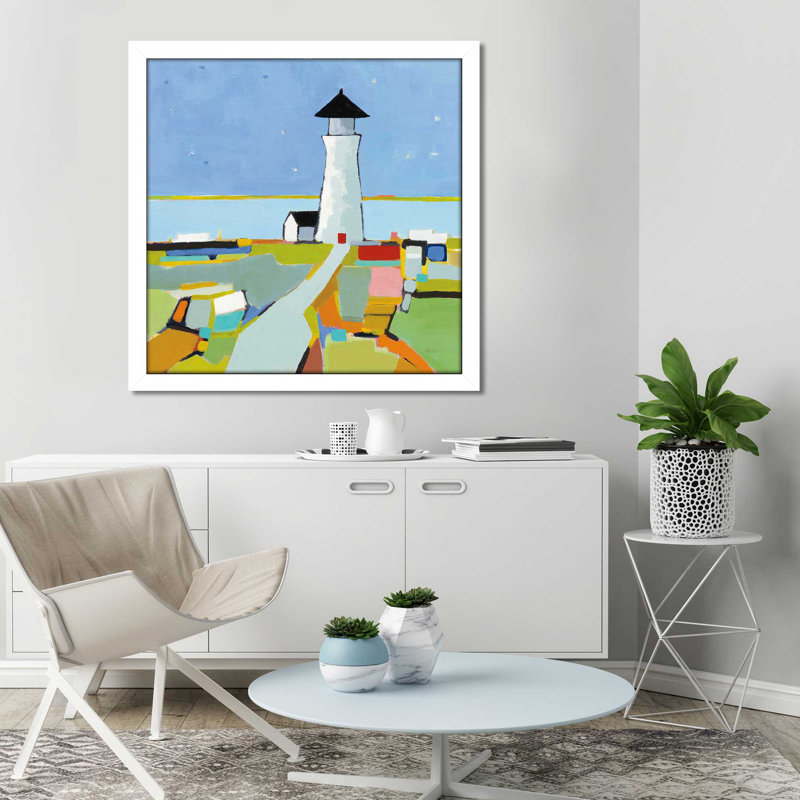 Vers le phare - Peinture, H 37,5 po x l 37,5 po x P 1 po, Cadre blanc