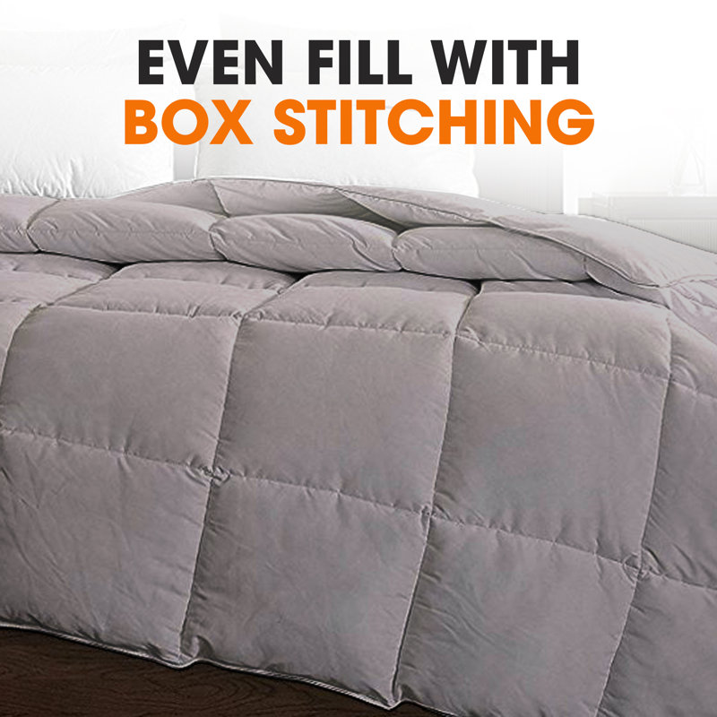 Baffle Box Stitch Comforter, Gray, Twin Comforter 