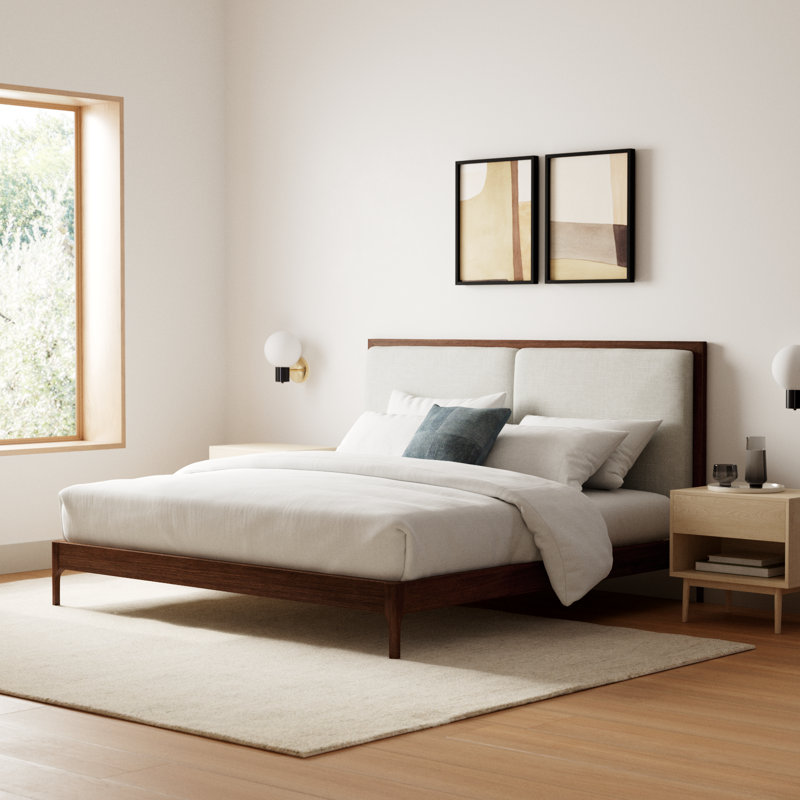 Chisa Upholstered Platform Bed, King, Walnut