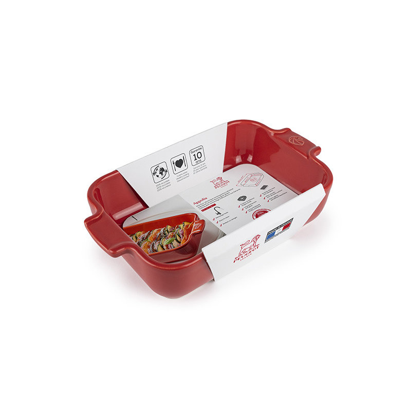 Appolia Rectangular Ceramic Casserole, Red, 1.75" H x 8.5" W x 4.75" D