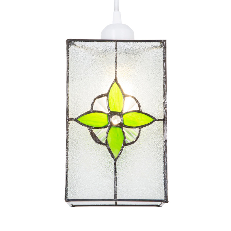 14cm Glass Rectangular Pendant Shade, Green
