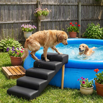 Escalier pour animaux de compagnie de style meuble pour chiens et chats, marchepieds en bois massif pour lit et canapé, escalier rembourré antidérapant pour animaux de compagnie, jusqu'à 220 lb