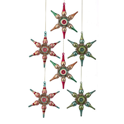 Ensemble de 6 décorations en verre 8 "Starburst