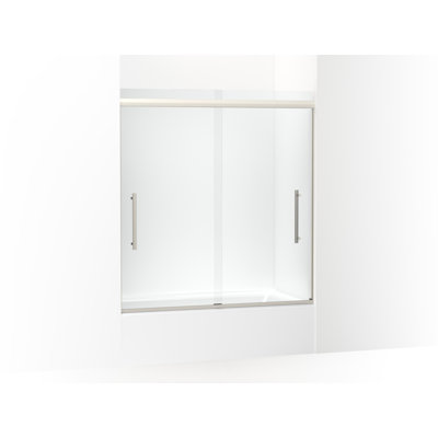 PleatÂ® 63-9/16""H Frameless Sliding Bath Door with 5/16""-Thick Crystal Clear Tempered Glass -  Kohler, K-707602-8L-BNK