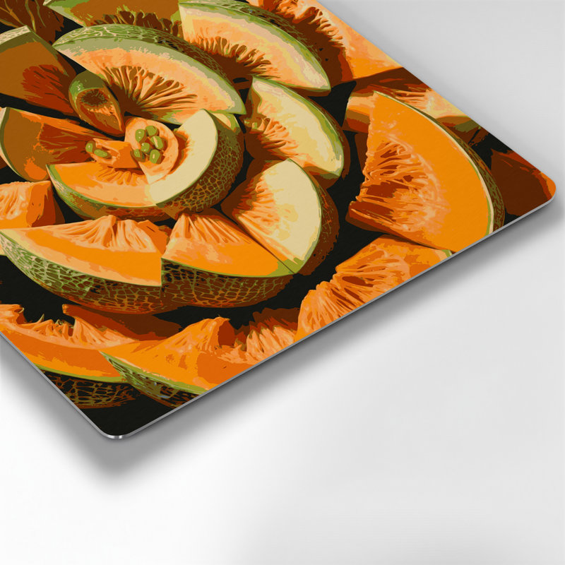 Fruit, cantaloup, art mural en métal brun, H 12 po x l 12 po