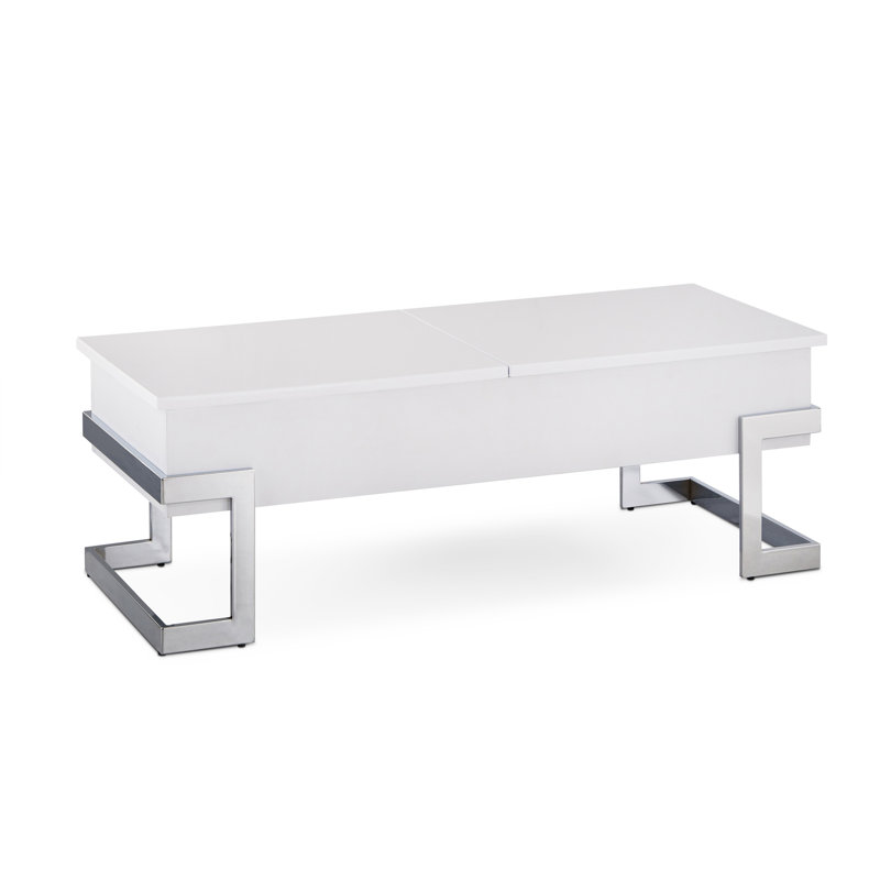 Table basse contemporaine et blanche avec plateau relevable, White