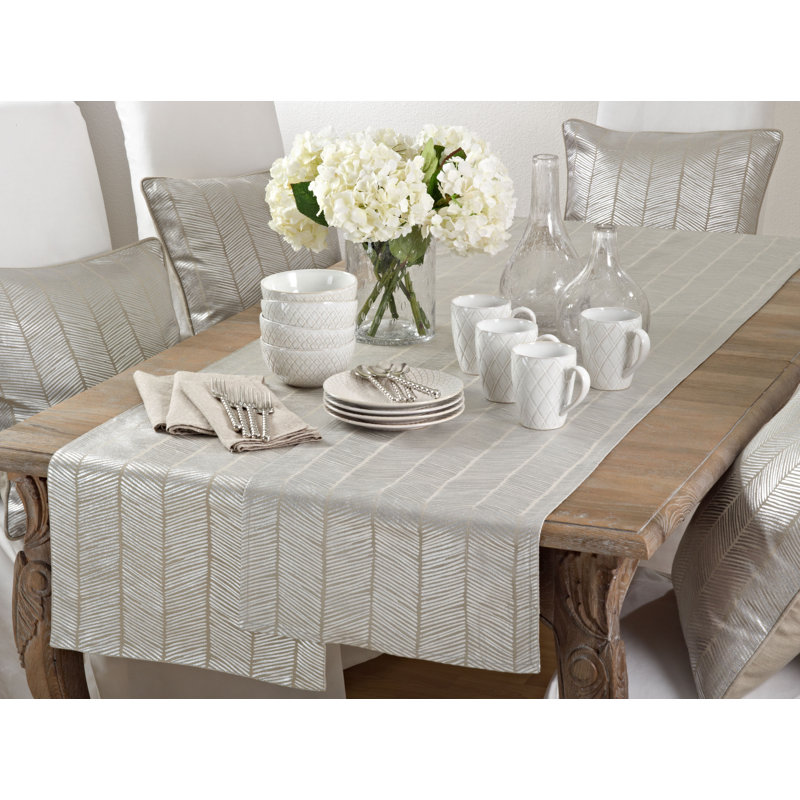 Metallic Silver Herringbone Table Runner