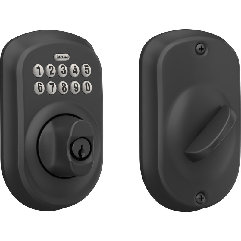Schlage Keypad Deadbolt with Plymouth Trim, Matte Black