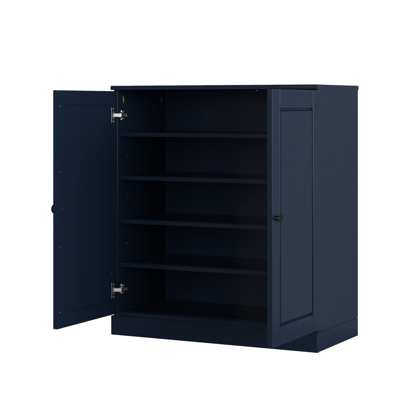 Armoire de rangement à chaussures 100% en bois massif avec portes à panneaux surélevés, tablettes réglables, rangement de rangement empilable peu encombrant, l 32 po x H 35,75 po