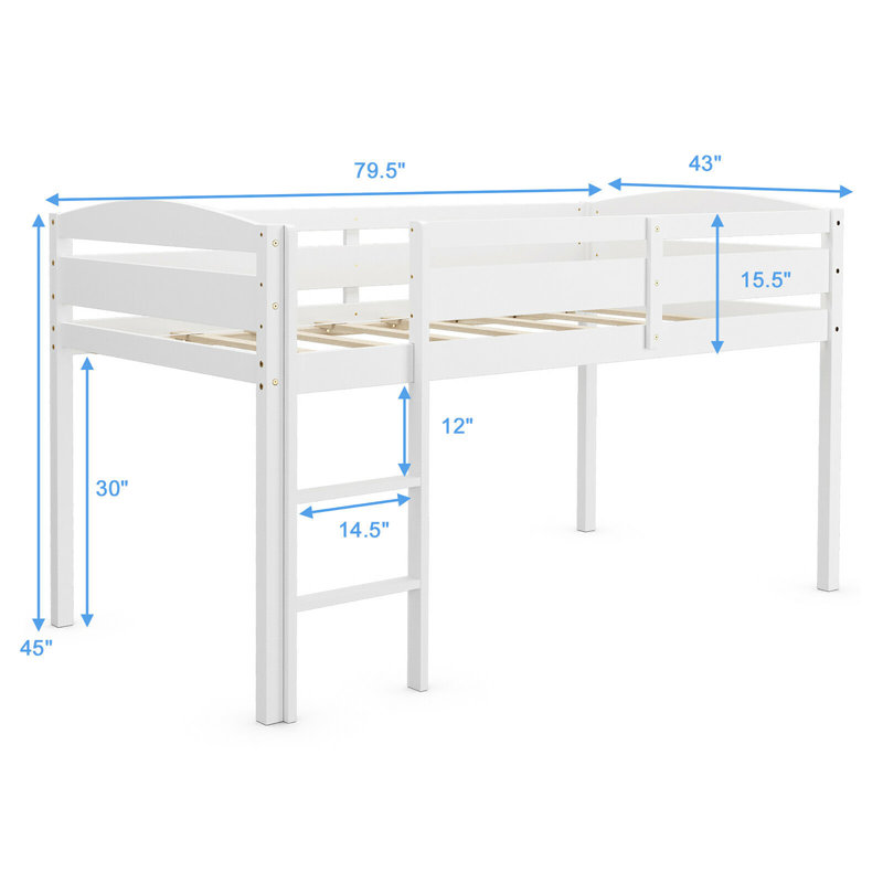 Gopinath Kids Twin Loft Bed, White