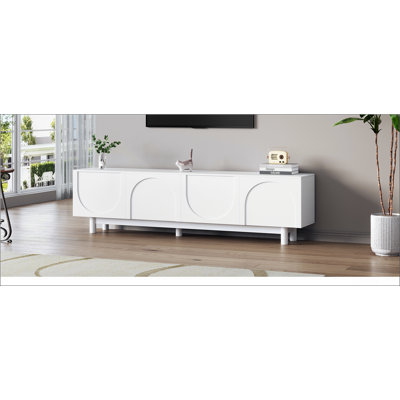 TV Stand with Arch Cabinets for TVs Up to 78'' with Adjustable Shelves for Living Room