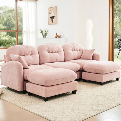 Canapé modulaire en forme de U rose avec coussin en mousse, conception ergonomique, pour les chambres à coucher et les espaces de lecture
