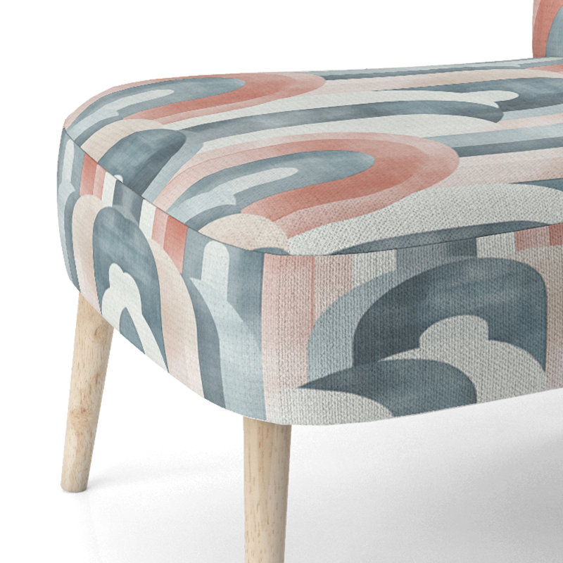 Chaise rembourrée Modern - Chaise d'appoint grise Mid-Century Arc Line, Chaise d'appoint sans accoudoirs