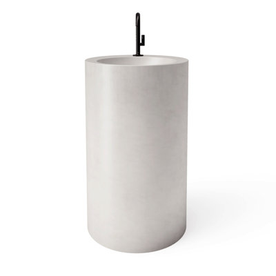 20 inch RISE Concrete Cylindrical Modern Pedestal Sink