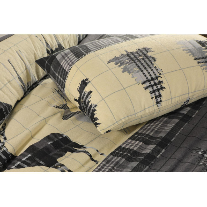 Saffold Cotton Plaid Duvet Cover Set with Pillowcases Included, Grey, Double - 2 Standard Pillowcases