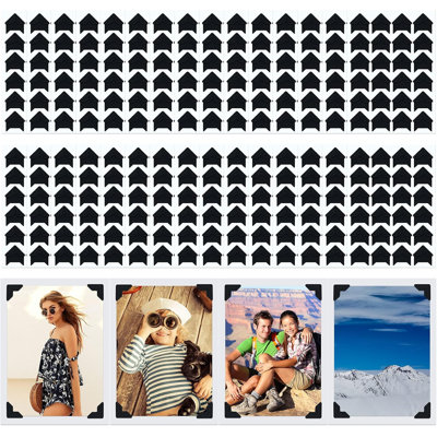 Black Self-Adhesive Photo Corner Stickers, 720Pcs Repositionable Corners for Scrapbooking & Journal DIY Projects