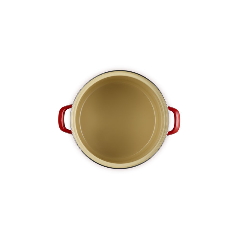Le Creuset Enamel-On-Steel Stockpot With SS Knob, 10 Qt., White, Cerise, 8 quarts