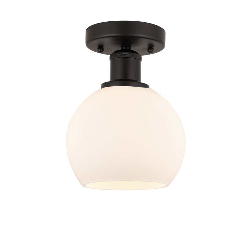Plafonnier semi-encastré 1 lumière Cindi, Blanc mat, H 9,88 po x l 6 po x P 6 po, Bronze huilé