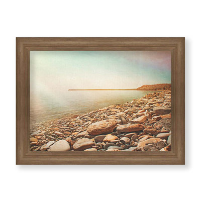 Rocks at the Bay by Hal Halli. Paper Print - Mounted & Framed with Clear Acrylic