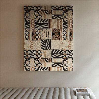 Abstrait géométrique, art mural africain abstrait, peinture bohème moderne sur toile avec cadre en métal, décor de style peint à la main pour salon, encadré