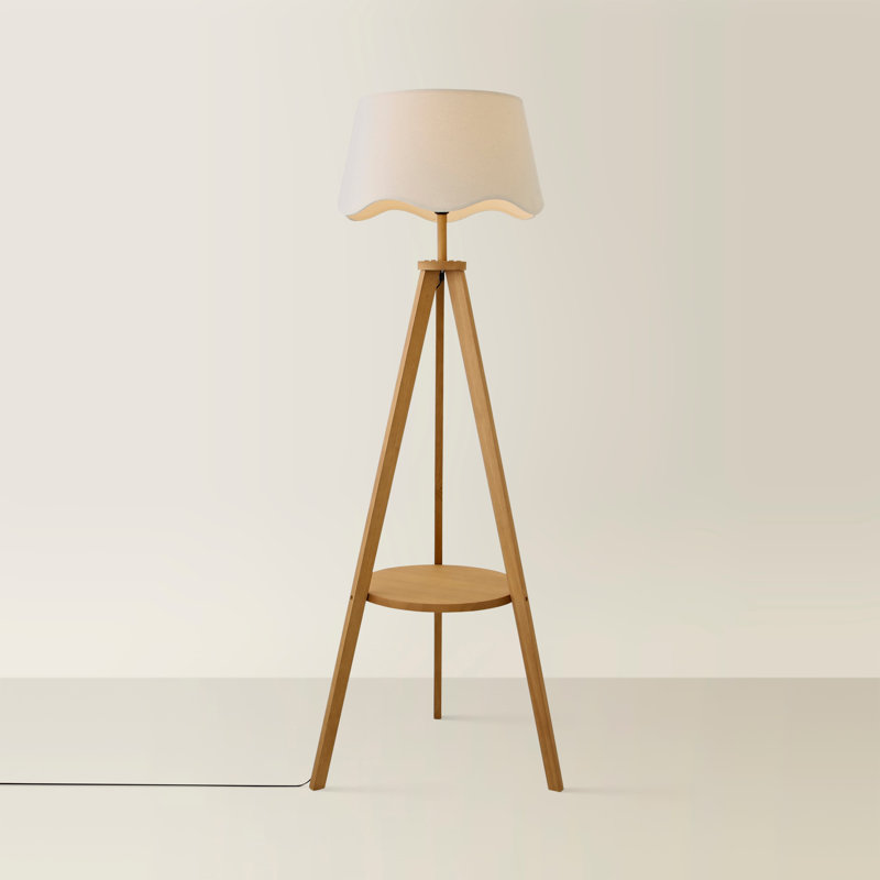 147cm Satin Tripod Floor Lamp, Beige, No