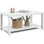 Table basse blanche pour le salon, table basse en bois à 2 niveaux avec tablette de rangement, table centrale rectangulaire moderne, facile à assembler, table d'appoint pour salle de réception de bureau, 39,3 po x 21,6 po x 17,4 po-1161217508