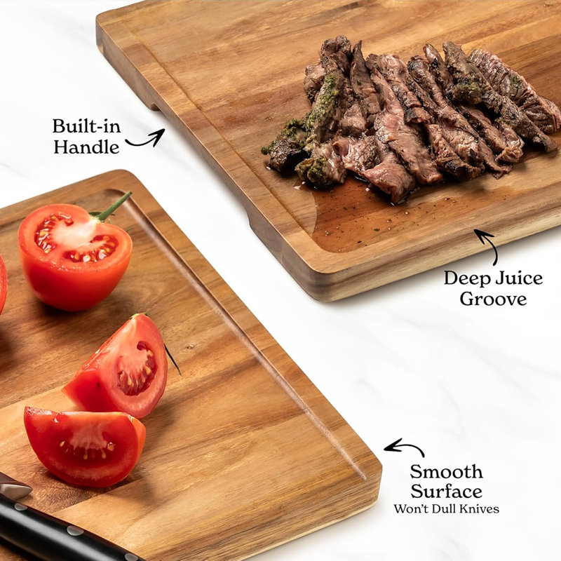 3 Pack Acacia Wood Cutting Boards Set for Kitchen