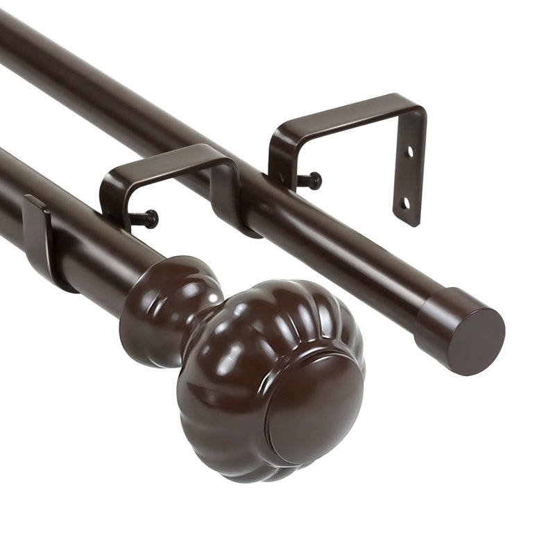 Tringle à rideaux double avec poignée Mullinax, H 1 po x l 120 po x P 1 po, Bronze