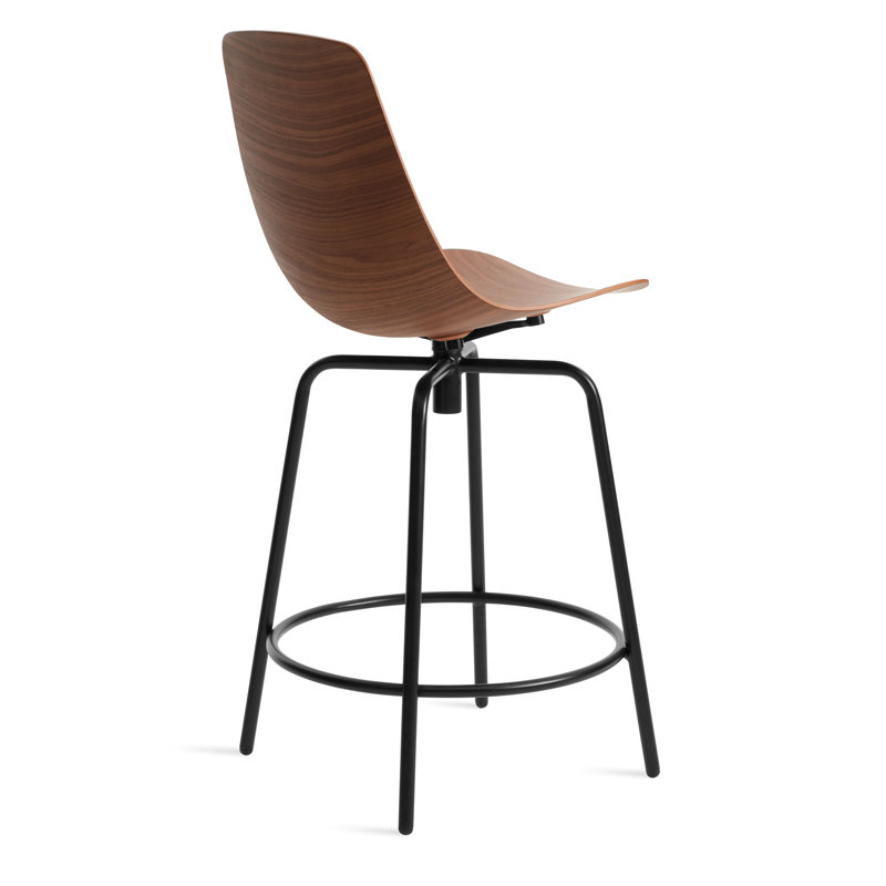 Clean Cut Swivel Stool with Metal Frame, Walnut, Counter Stool (24" Seat Height)